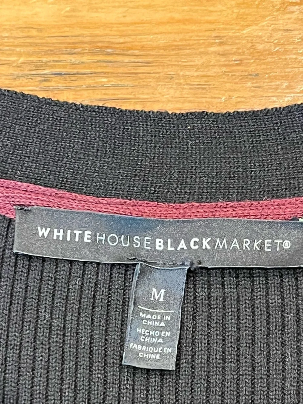 WHBM Black Ribbed Duster Cardigan Subtle Gold Sleeve Buttons, Wool Blend - Picture 4 of 8